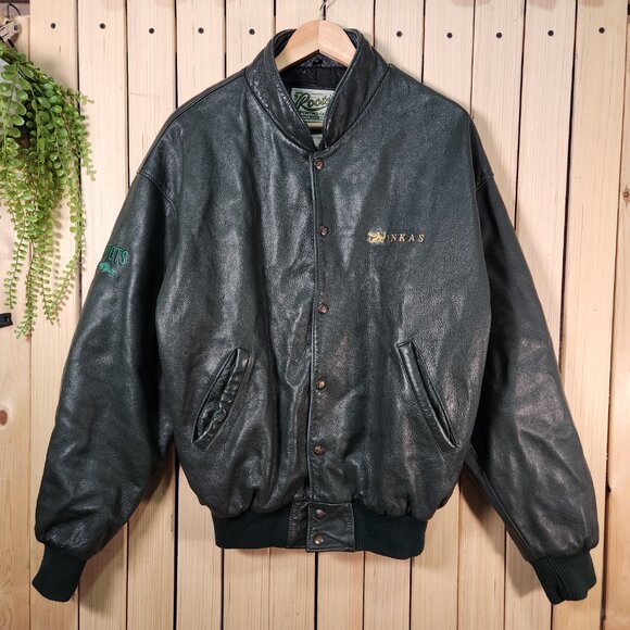 Vintage Roots Leather Jacket Varsity Leather Jacket Green - Picture 2 of 16